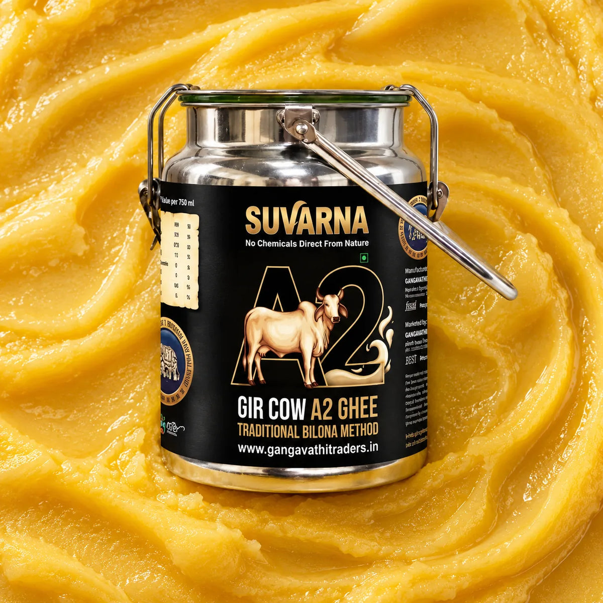 Suvarna Gir Cow A2 Ghee - Dolchi Tin